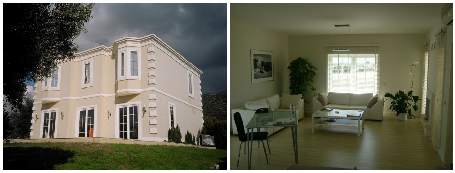 Exterior and interior view of finished building